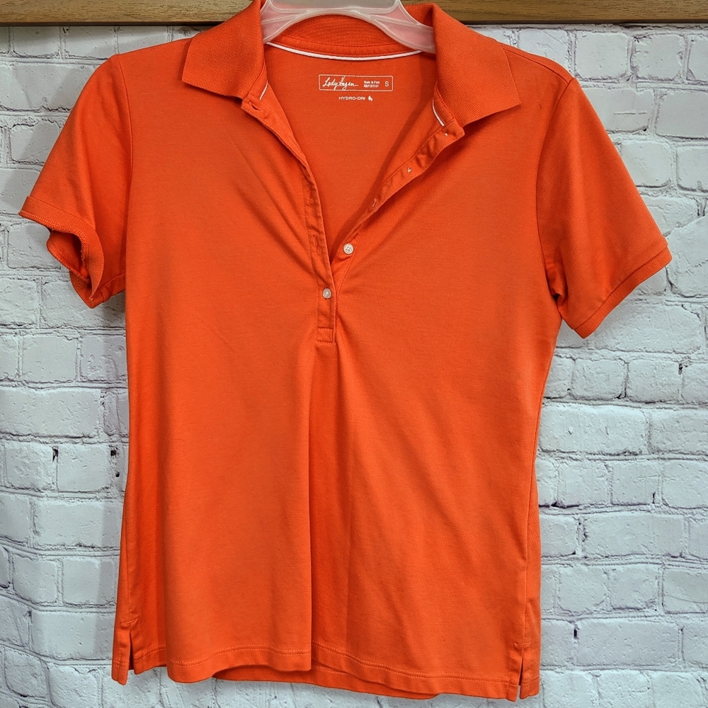 Orange Lady Hagan golf collared shirt